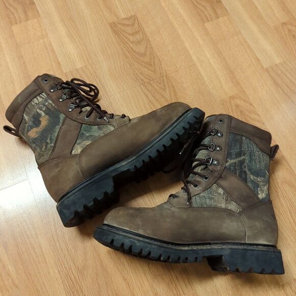 Rocky Gore Tex Hunting Boots Mens 10 M Brown Leather Suede Mossy Oak Camo - Picture 5 of 8